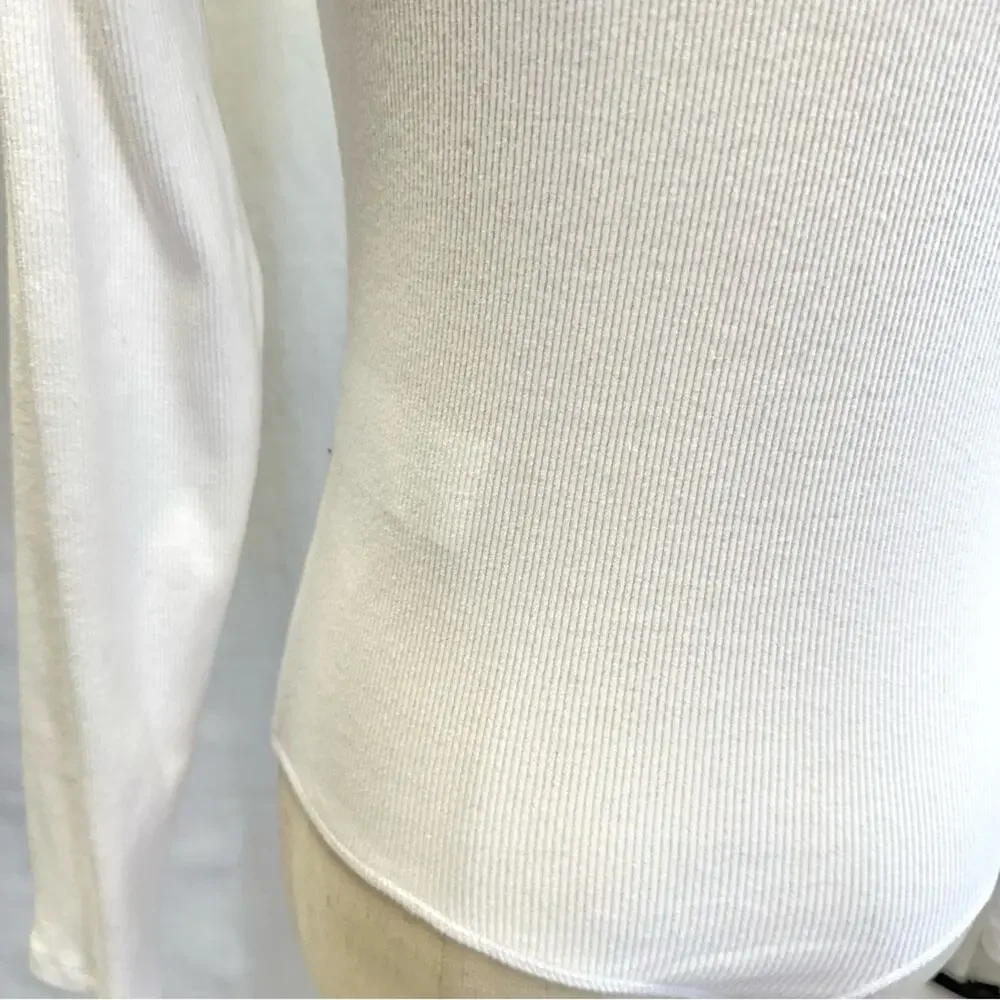 Abercrombie & Fitch‎ hook & eye henley long sleeve bodysuit white size small